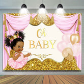 Lofaris Gorgeous Pink And Gold Balloons Baby Shower Backdrop